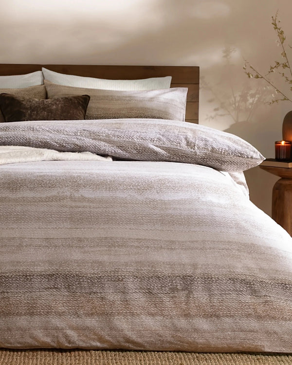 Swift Brushed Cotton Duvet Cover Set Natural by Yard