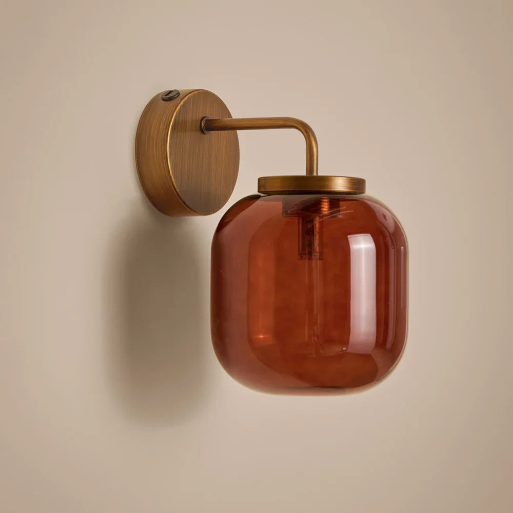 Yard (Riva Home) Lamp Amber ELGIN RECHARGEABLE WALL LIGHT – AMBER GLASS / AGED BRASS OR SMOKED GLASS / ESPRESSO BROWN by Yard