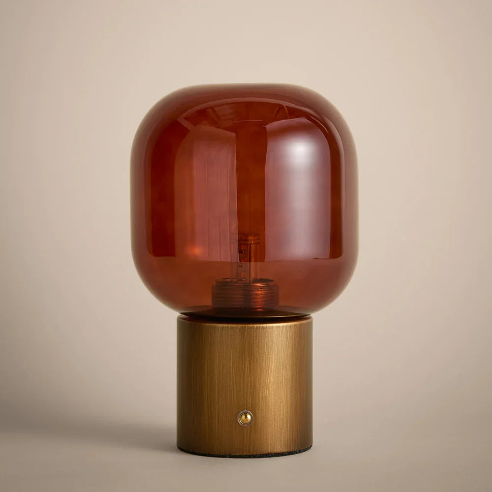 Yard (Riva Home) Lamp Amber / Wired ELGIN TABLE LAMP – AMBER / AGED BRASS OR SMOKED GLASS / ESPRESSO BROWN by Yard