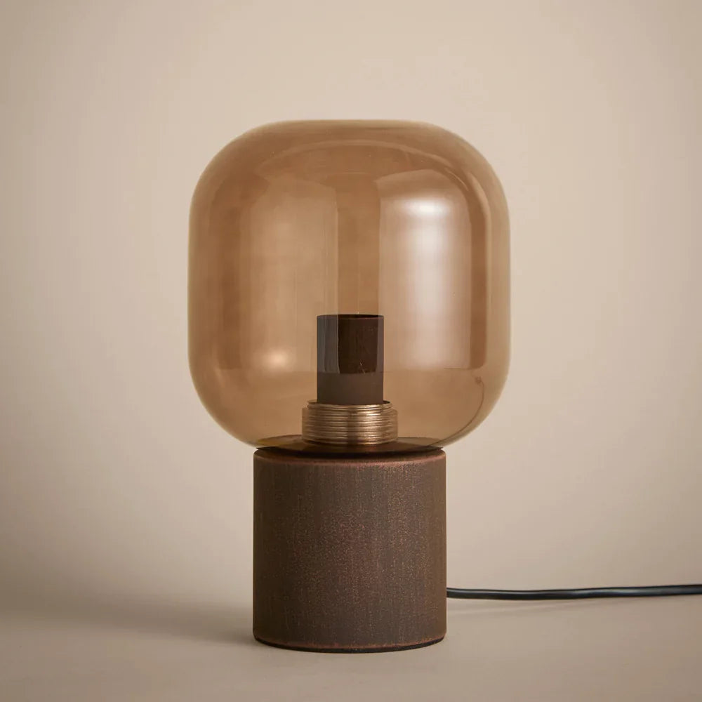 Yard (Riva Home) Lamp ELGIN TABLE LAMP – AMBER / AGED BRASS OR SMOKED GLASS / ESPRESSO BROWN by Yard