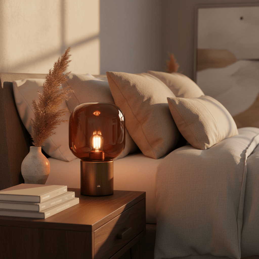 Yard (Riva Home) Lamp ELGIN TABLE LAMP – AMBER / AGED BRASS OR SMOKED GLASS / ESPRESSO BROWN by Yard