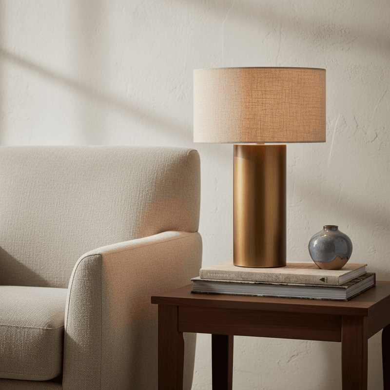 FINN TALL TABLE LAMP – AGED BRASS, ESPRESSO BROWN, OLIVE & SANDSTONE by Yard