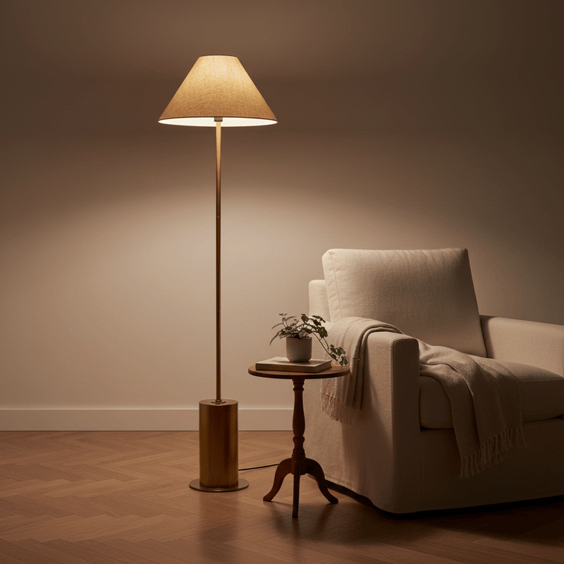 FINN TALL WIRED FLOOR LAMP  – AGED BRASS, ESPRESSO BROWN, OLIVE & SANDSTONE by Yard