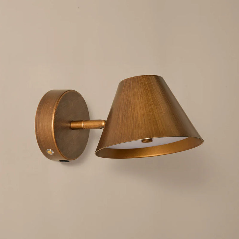 FINN WIDE RECHARGEABLE WALL LIGHT – AGED BRASS by Yard