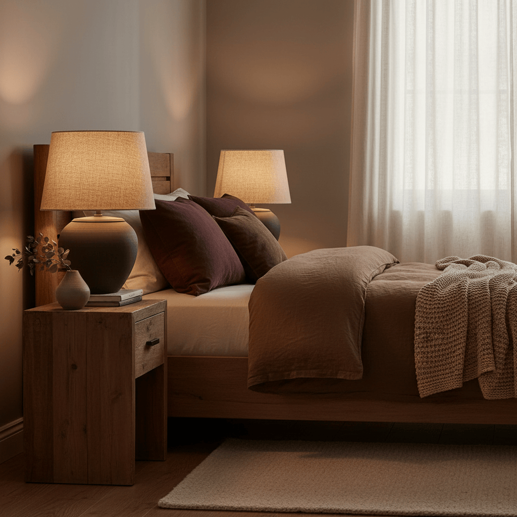 Yard (Riva Home) Lamp HELSTON ROUND WIRED TABLE LAMP – ESPRESSO BROWN, OLIVE & SANDSTONE by Yard