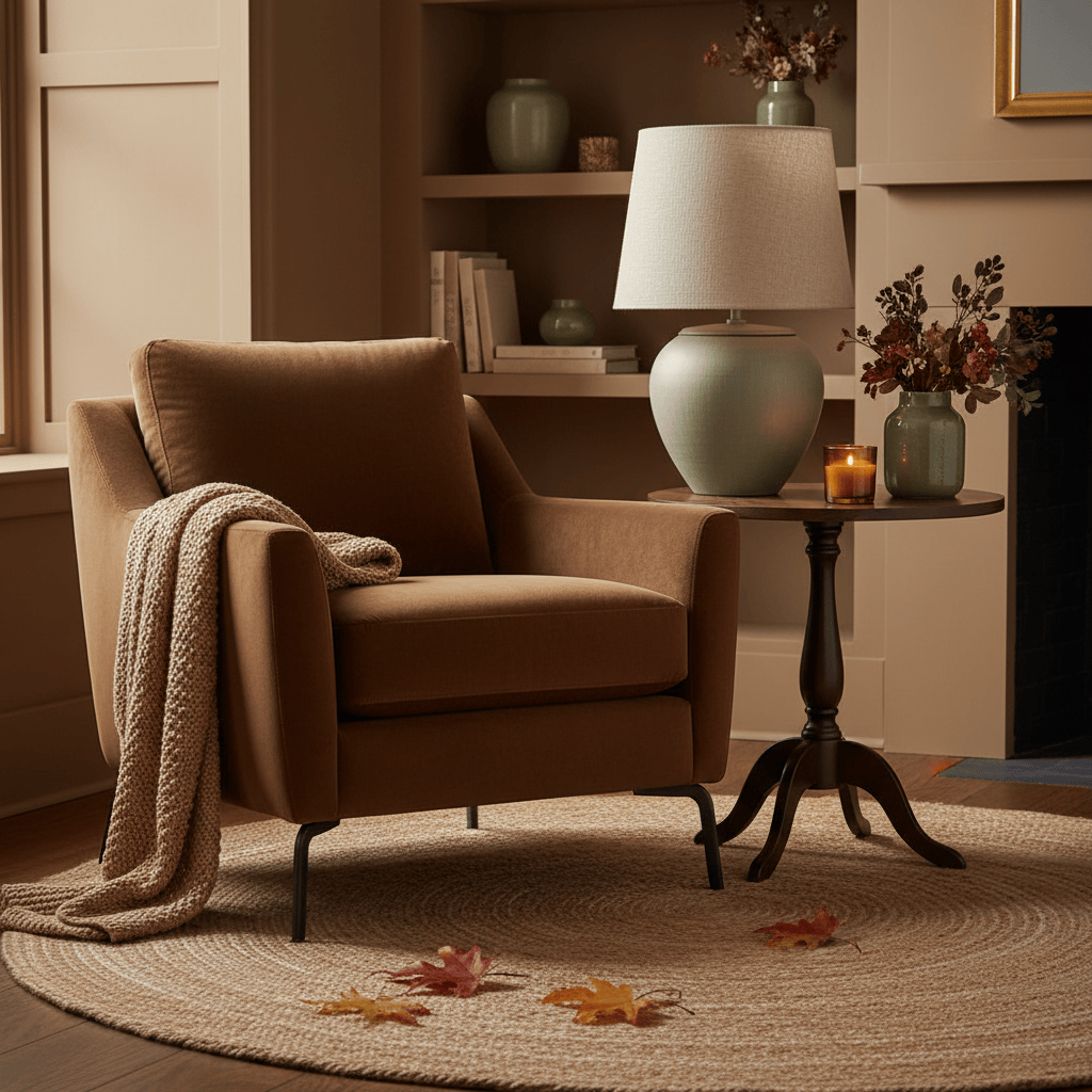 Yard (Riva Home) Lamp HELSTON ROUND WIRED TABLE LAMP – ESPRESSO BROWN, OLIVE & SANDSTONE by Yard