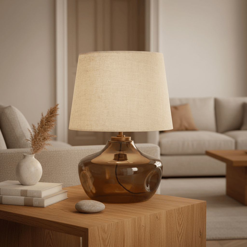 Yard (Riva Home) Lamp PENRYN GLASS WIRED TABLE LAMP – CLEAR, MOSS & SMOKED BROWN by Yard