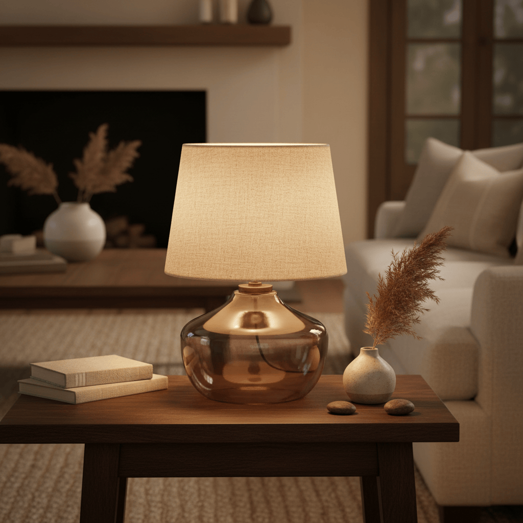 Yard (Riva Home) Lamp PENRYN GLASS WIRED TABLE LAMP – CLEAR, MOSS & SMOKED BROWN by Yard