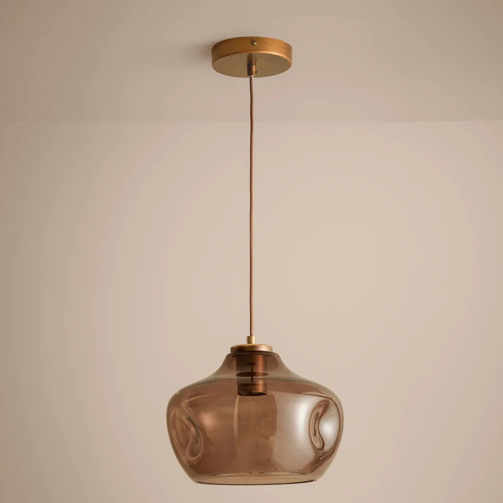 Yard (Riva Home) Lamp Smoked Brown PENRYN GLASS PENDANT CEILING LIGHT – CLEAR, MOSS & SMOKED BROWN by Yard