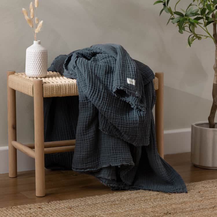 Yard (Riva Home) Throw Dusk LARK MUSLIN COTTON THROW by Yard