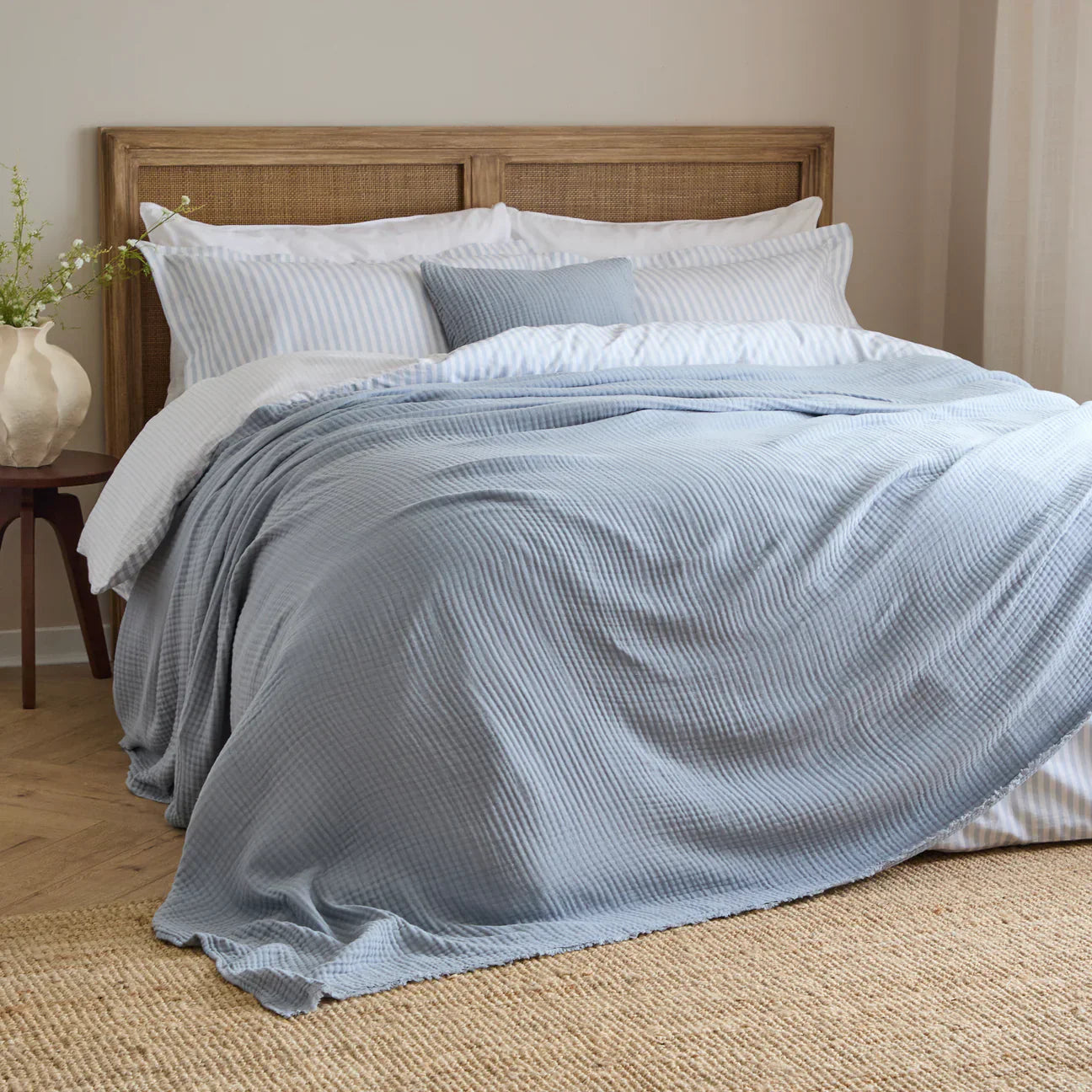 Yard (Riva Home) Throw Mineral LARK MUSLIN COTTON OVERSIZED THROW by Yard