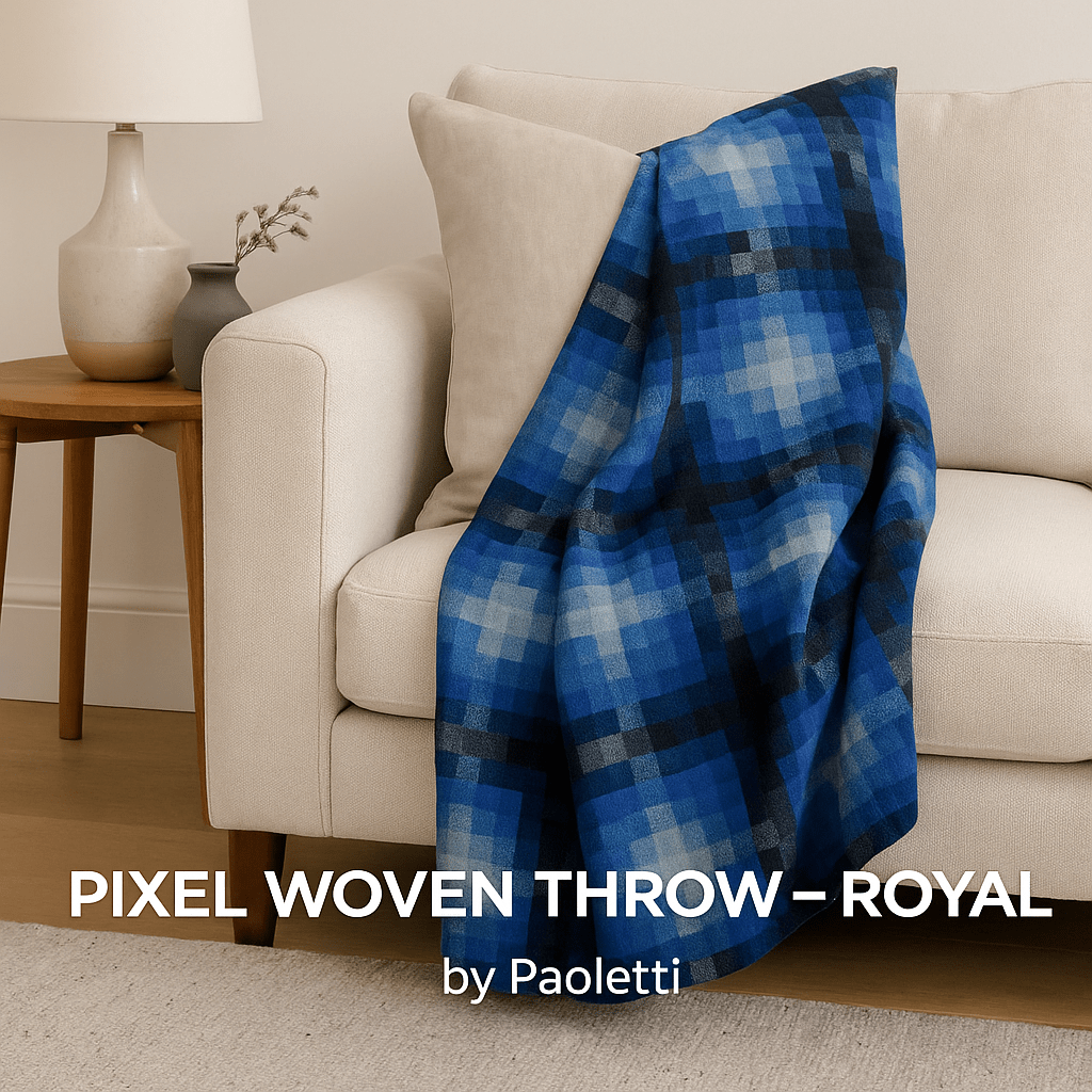 Yard (Riva Home) Throw PIXEL WOVEN THROW – ROYAL by Paoletti