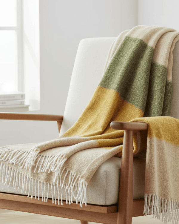 Rawton Ombre Throw Natural/Moss by Yard