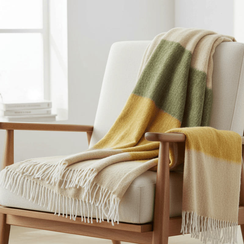 Rawton Ombre Throw Natural/Moss by Yard
