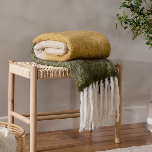 Rawton Ombre Throw Natural/Moss by Yard