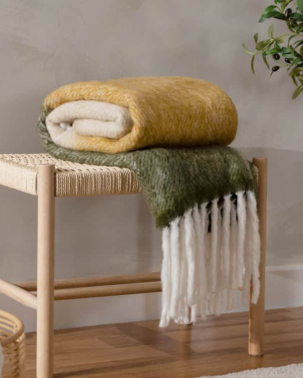 Rawton Ombre Throw Natural/Moss by Yard