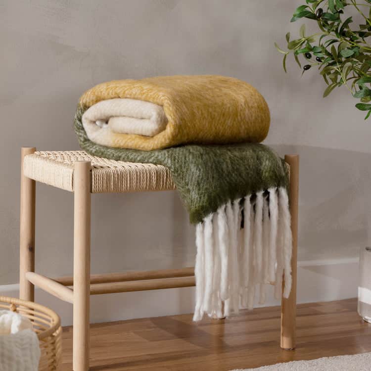 Rawton Ombre Throw Natural/Moss by Yard
