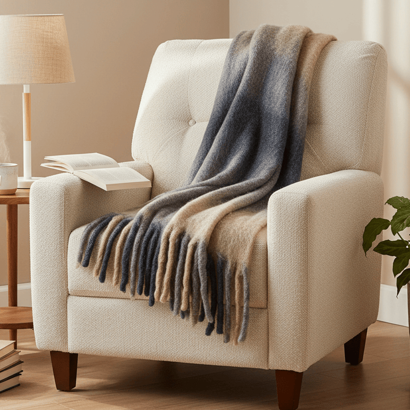 RAYSTON WOOL BLEND THROW FLINT BLACK by Yard