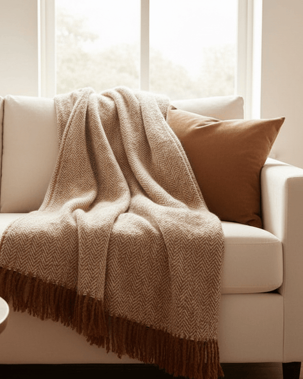 WEAVER HERRINGBONE THROW | GOLD | by Furn