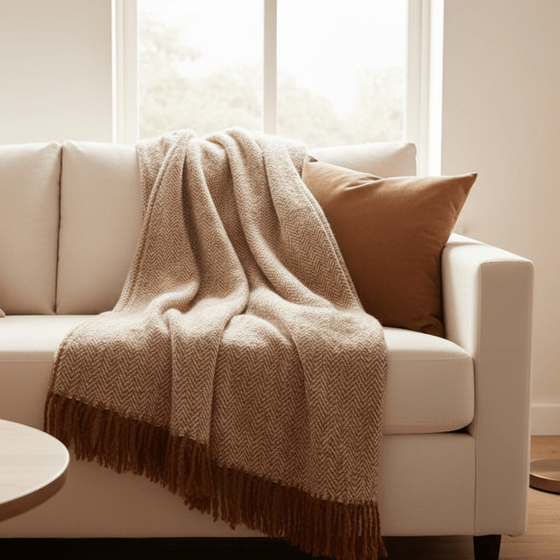 WEAVER HERRINGBONE THROW | GOLD | by Furn