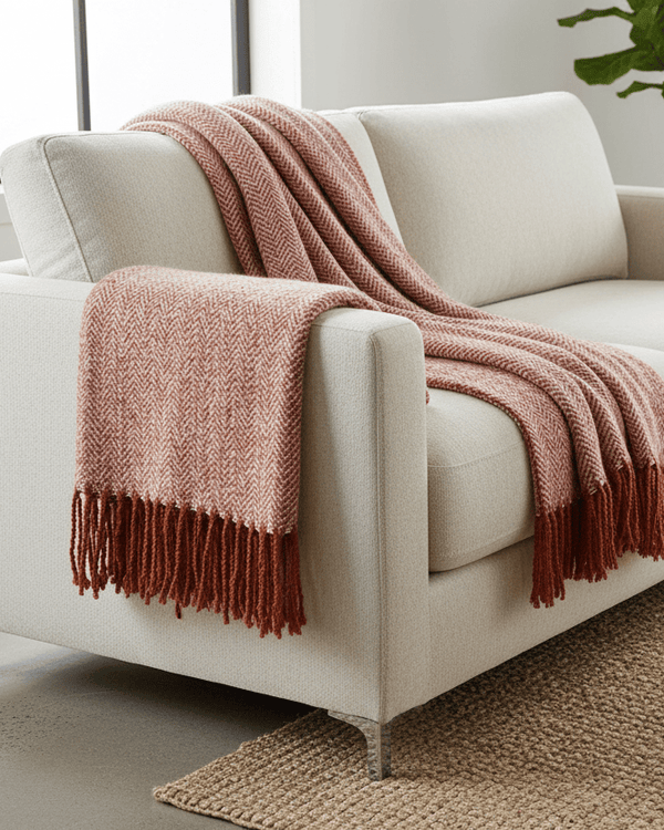 WEAVER HERRINGBONE THROW | RUST | by Furn