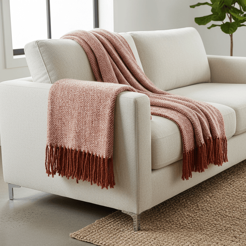 WEAVER HERRINGBONE THROW | RUST | by Furn
