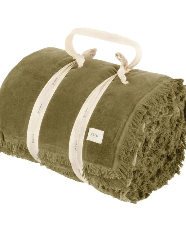 Yard Jaye Cotton Velvet Filled Bedspread Moss