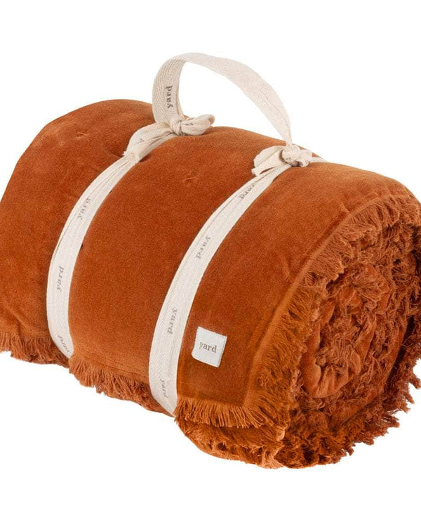 Yard Jaye Cotton Velvet Filled Bedspread Rust