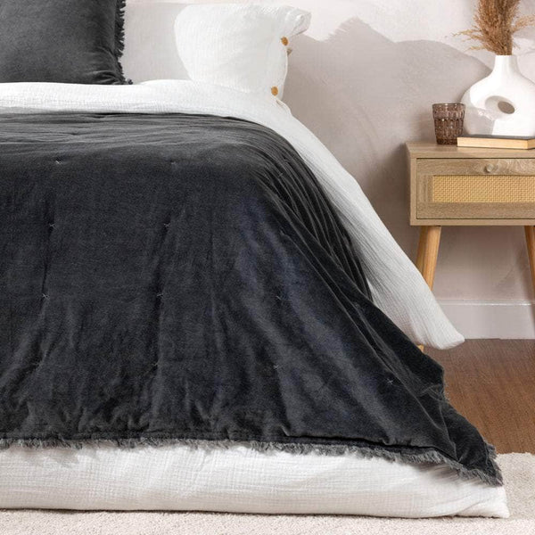 Yard Jaye Cotton Velvet Filled Bedspread Slate