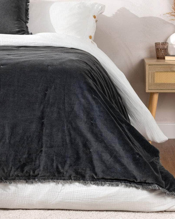 Yard Jaye Cotton Velvet Filled Bedspread Slate