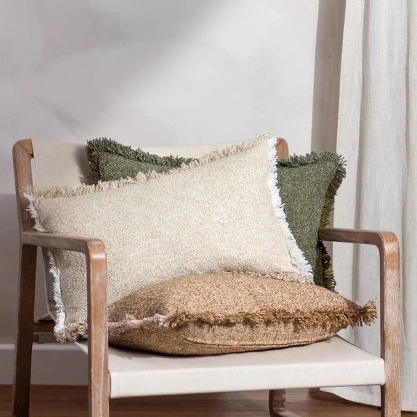 DOZE FEATHER FILLED CUSHION – MOSS | BISCUIT | NATURAL by Yard
