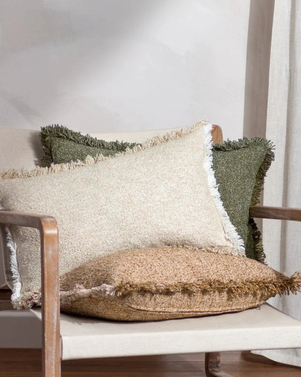 DOZE FEATHER FILLED CUSHION – MOSS | BISCUIT | NATURAL by Yard