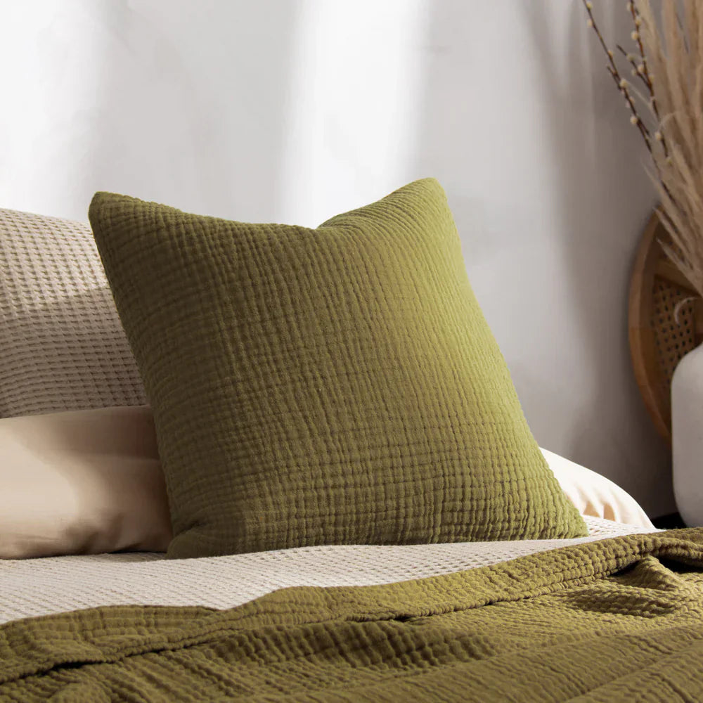 Yard (Riva Home) Yard Cushion Khaki LARK MUSLIN COTTON CUSHION by Yard