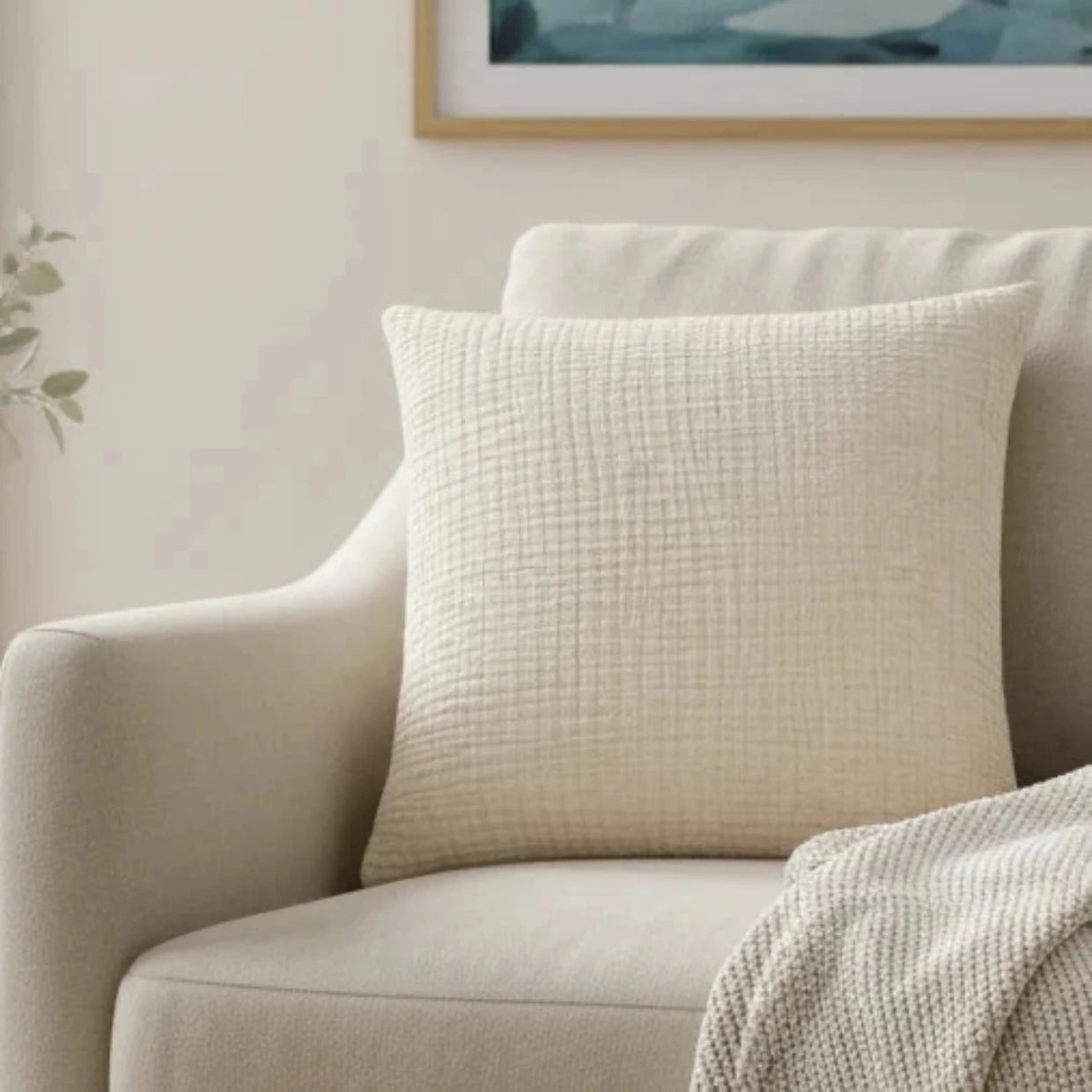 Yard (Riva Home) Yard Cushion Natural LARK MUSLIN COTTON CUSHION by Yard