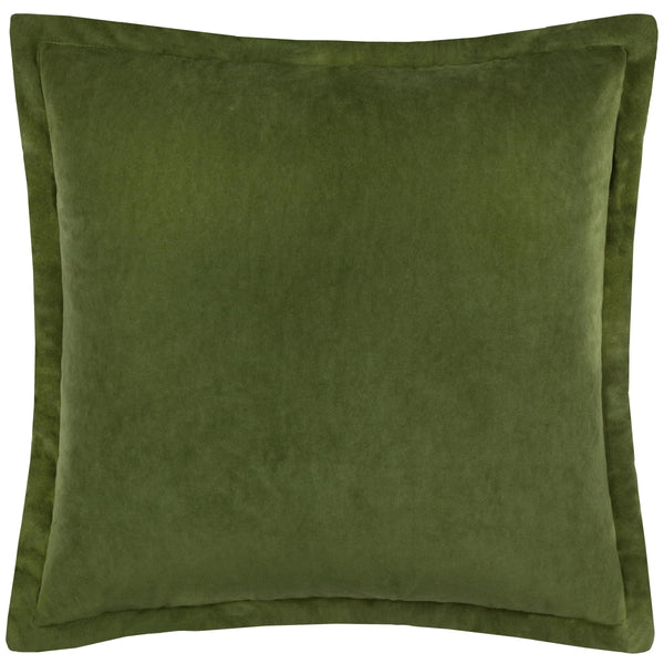 Yard Merton Square or Rectangular Velvet Cushion Olive Oil