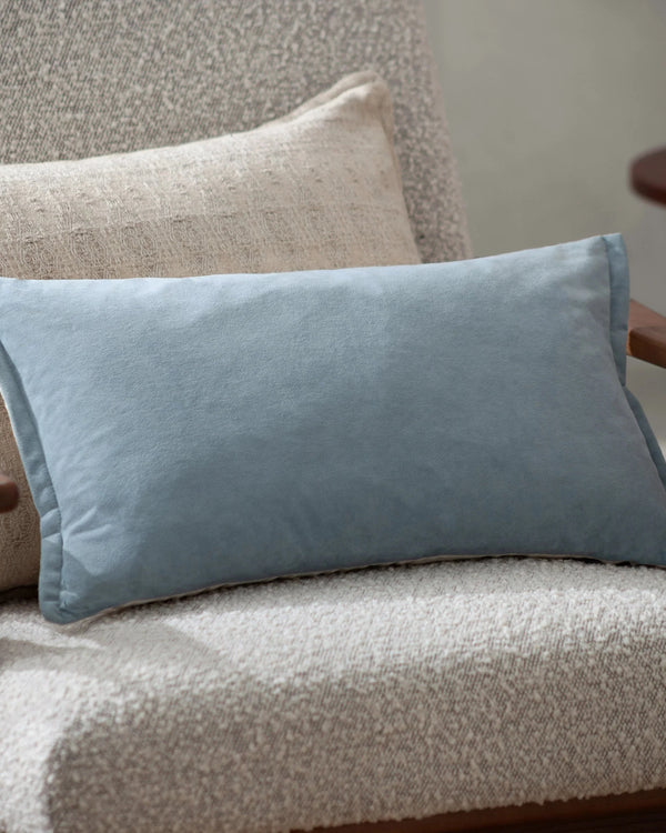 Yard Merton Square or Rectangular Velvet Cushion Dusty Blue