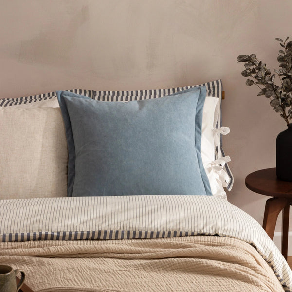 Yard Merton Square or Rectangular Velvet Cushion Dusty Blue