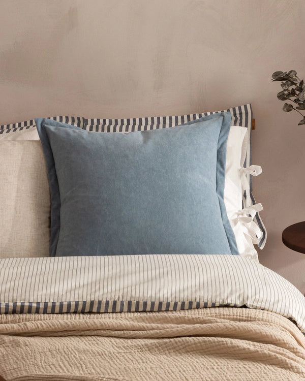 Yard Merton Square or Rectangular Velvet Cushion Dusty Blue