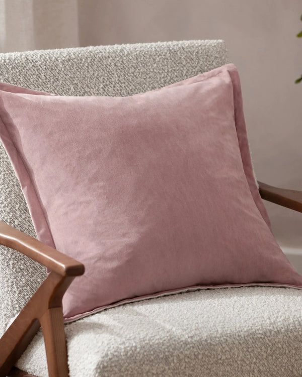 Yard Merton Square or Rectangular Velvet Cushion Dusty Rose